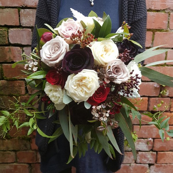 Wedding bouquet with black roses
